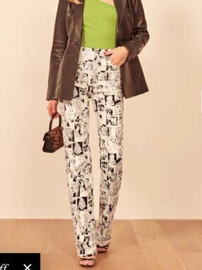 Reformation Newsprint High Rise Straight Long Jeans